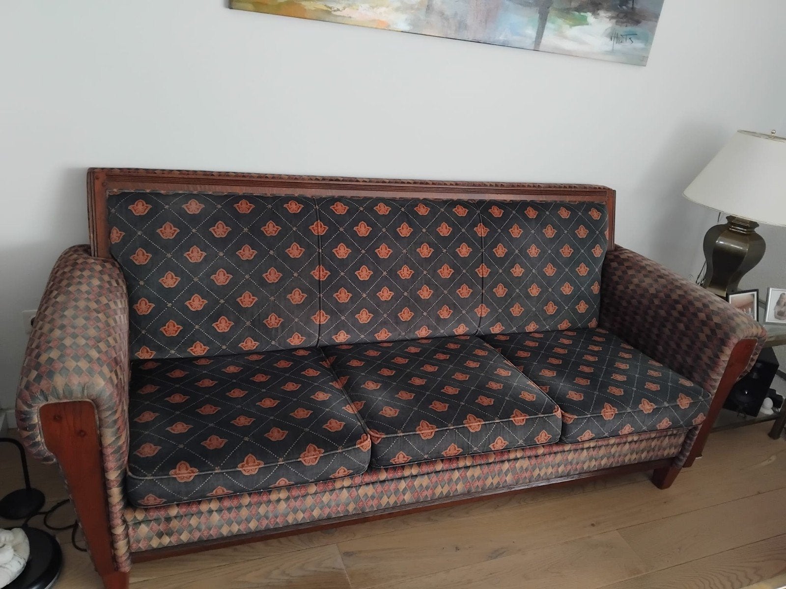 Comfortabele driepersoonsbank - 220 cm breed, Huis en Inrichting, Ophalen, Gebruikt, Driepersoons, 75 tot 100 cm