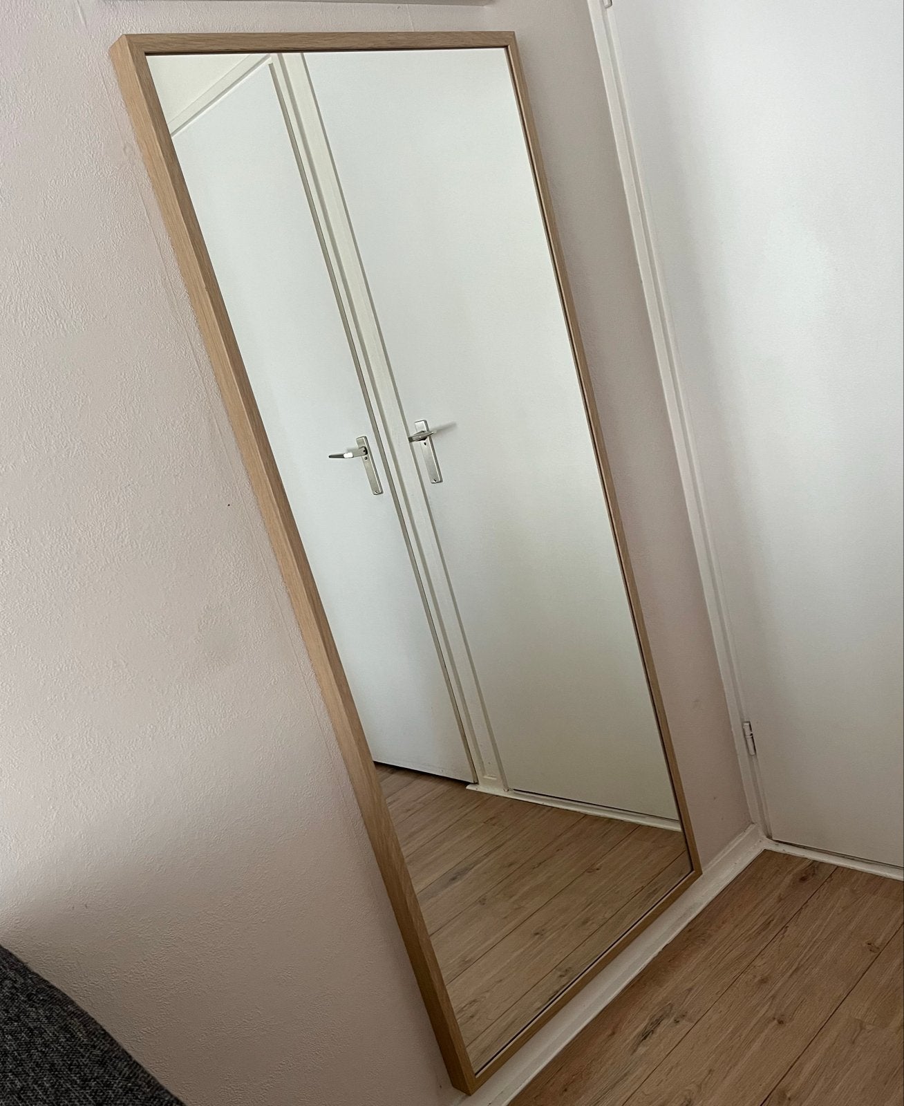IKEA STAVE spiegel - 70x160 cm - Eikenfineer, Ophalen, Zo goed als nieuw, 150 tot 200 cm, Rechthoekig