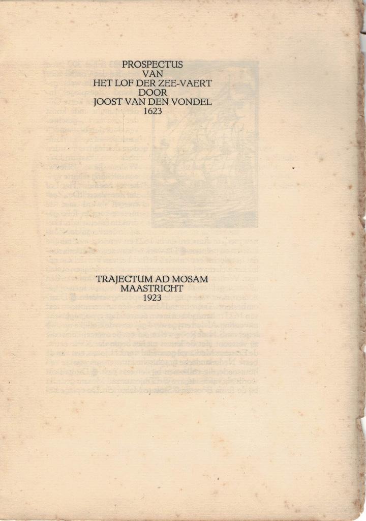 Joost van den Vondel, Het lof der zee-vaert., Ophalen of Verzenden, Gelezen