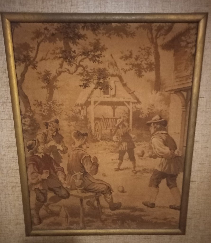 Gobelin in goudkleurige lijst, Ophalen