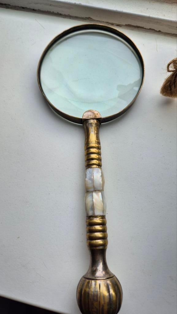 Antieke loep met parelmoer inleg, Ophalen of Verzenden, Gebruikt, Vergrootglas of Loep