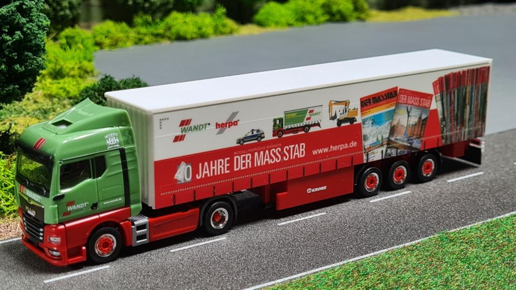 108 Herpa Wandt Der Masstab MAN TGX schuifzeilentrailer, Ophalen of Verzenden, Nieuw, Bus of Vrachtwagen, Herpa