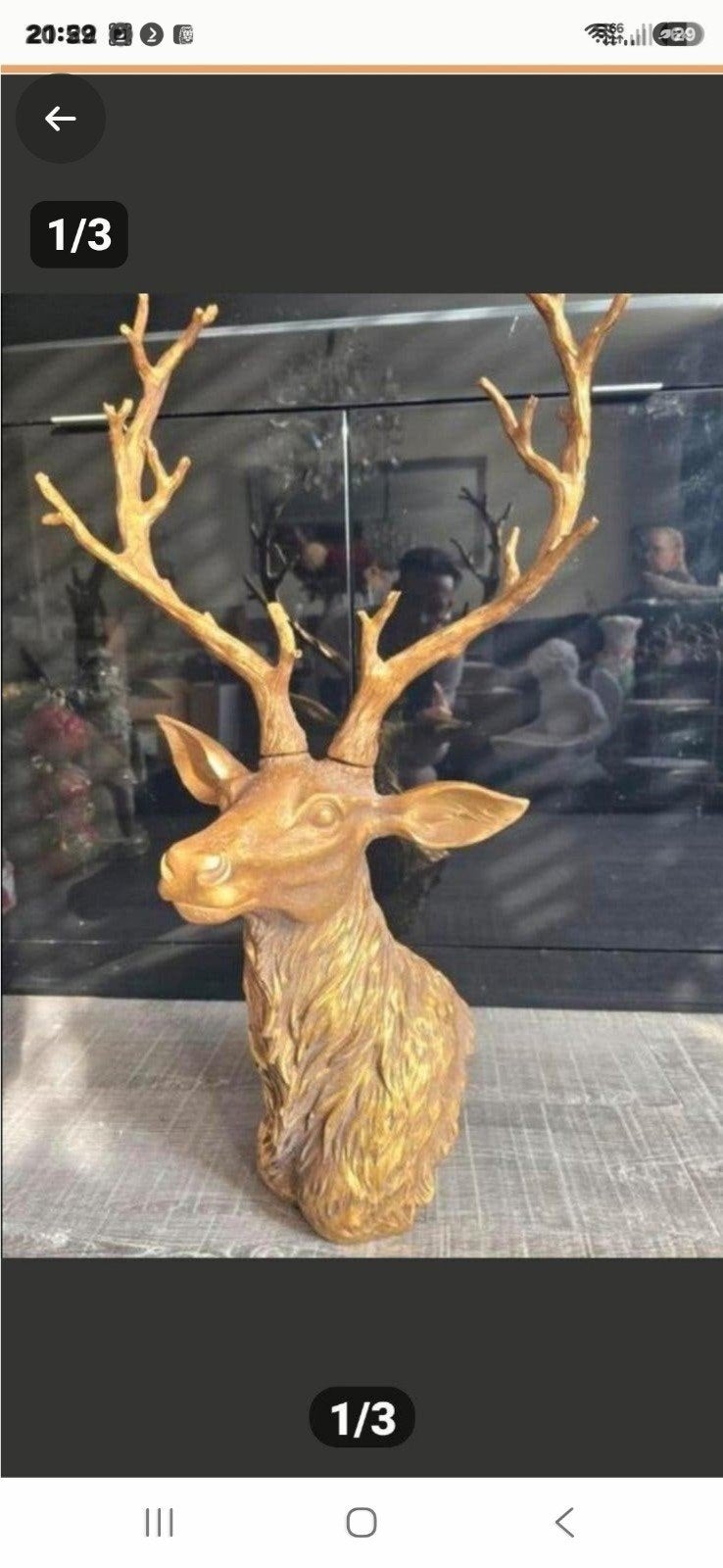 Prachtig staand, gouden dierenbeeld van een hert., Ophalen of Verzenden, Nieuw, Dier