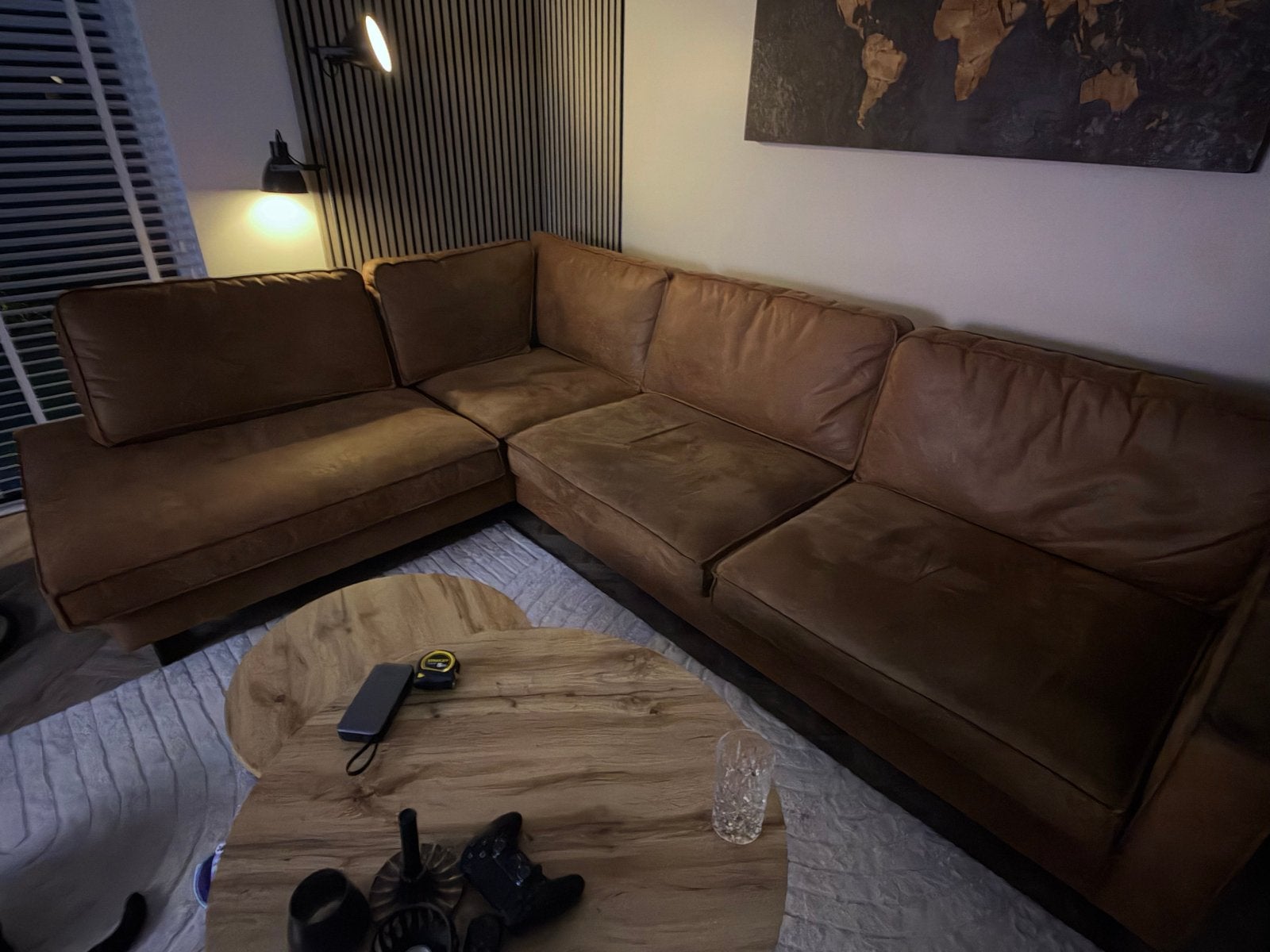 Comfortabele bruine hoekbank, Huis en Inrichting, Ophalen, 250 tot 300 cm, Gebruikt, 100 tot 125 cm