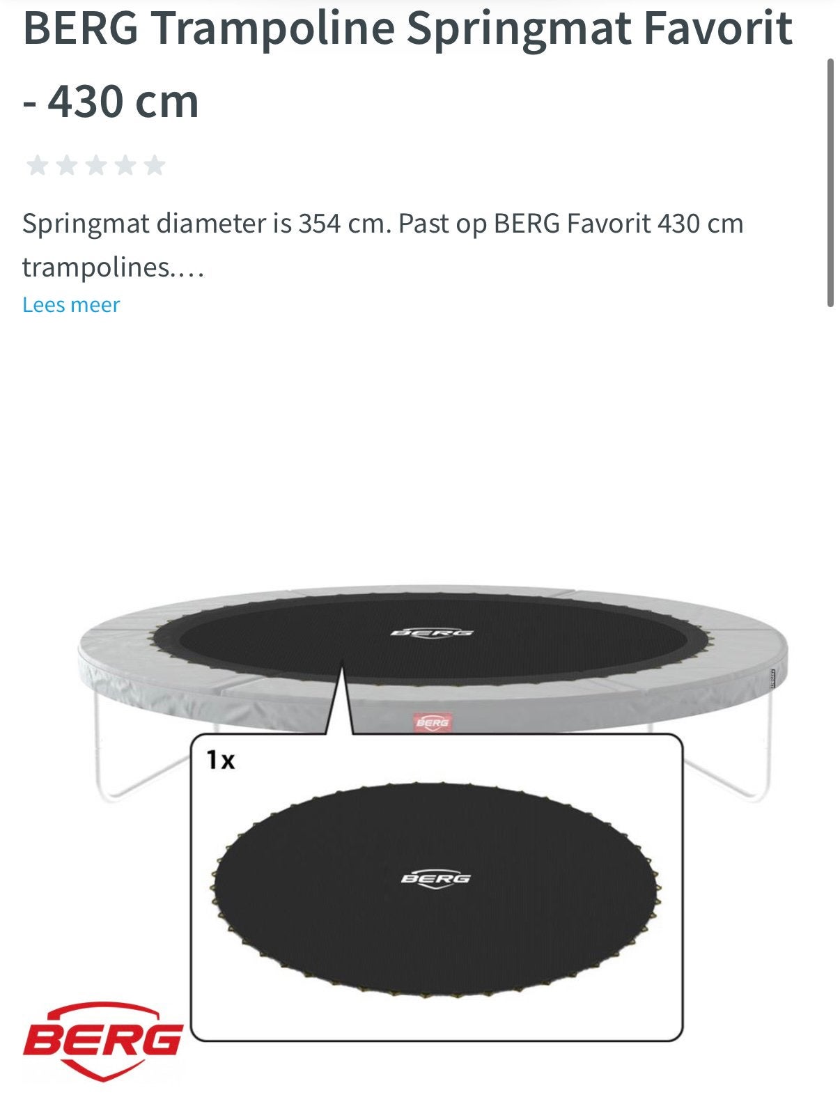 Springdoek berg trampoline 430 cm / 4,30 m nieuw, Ophalen of Verzenden, Nieuw