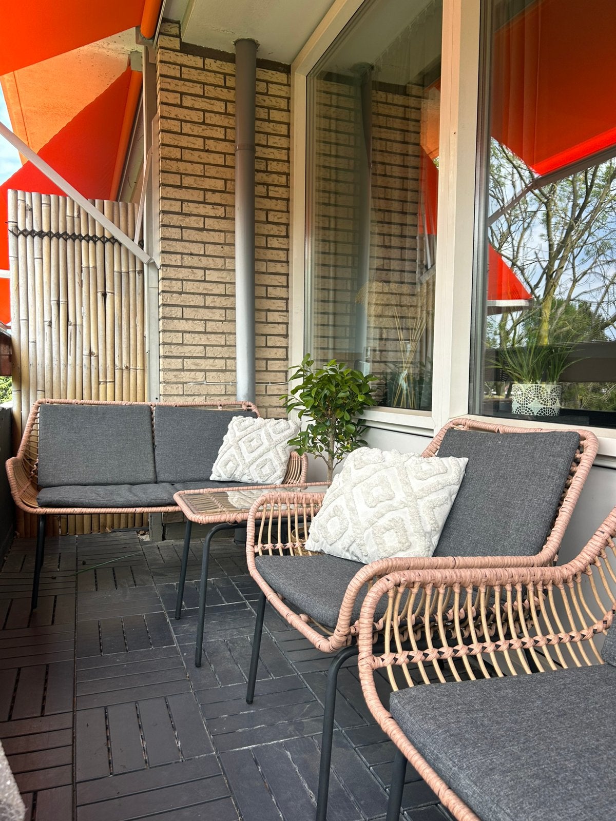 4-delige lounge balkonset, Ophalen, Bank, 4 zitplaatsen, Loungeset
