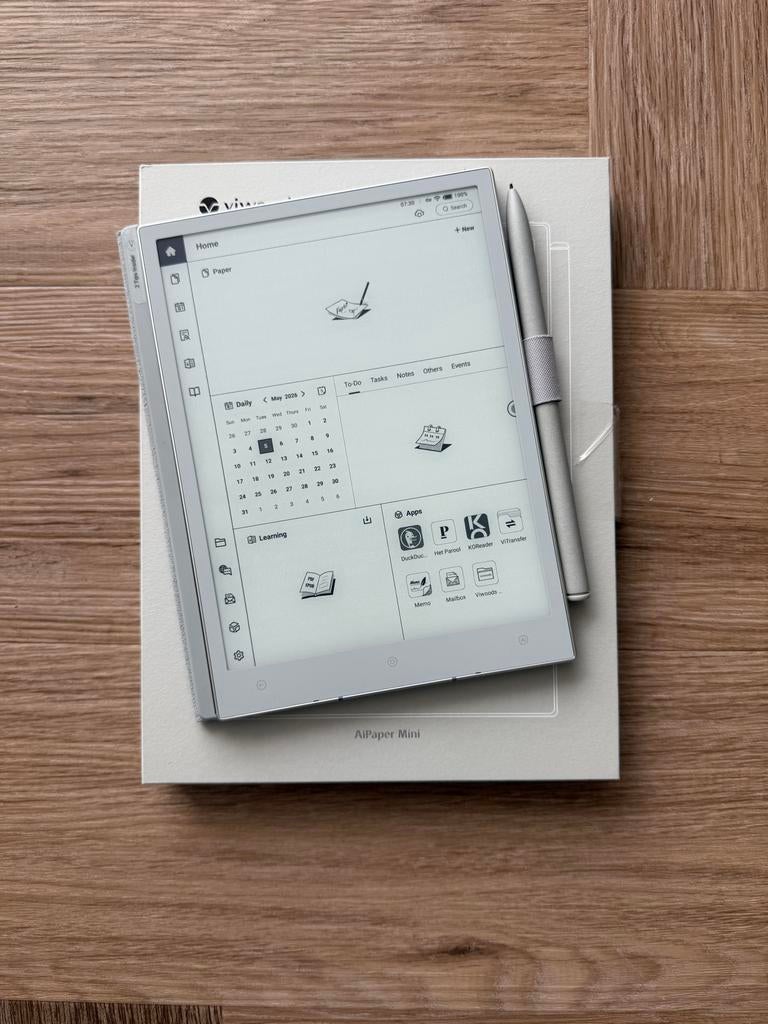 Viwoods AiPaper Mini E-reader met Stylus en Hoes, Bluetooth, Ophalen of Verzenden, Zo goed als nieuw, 7 inch