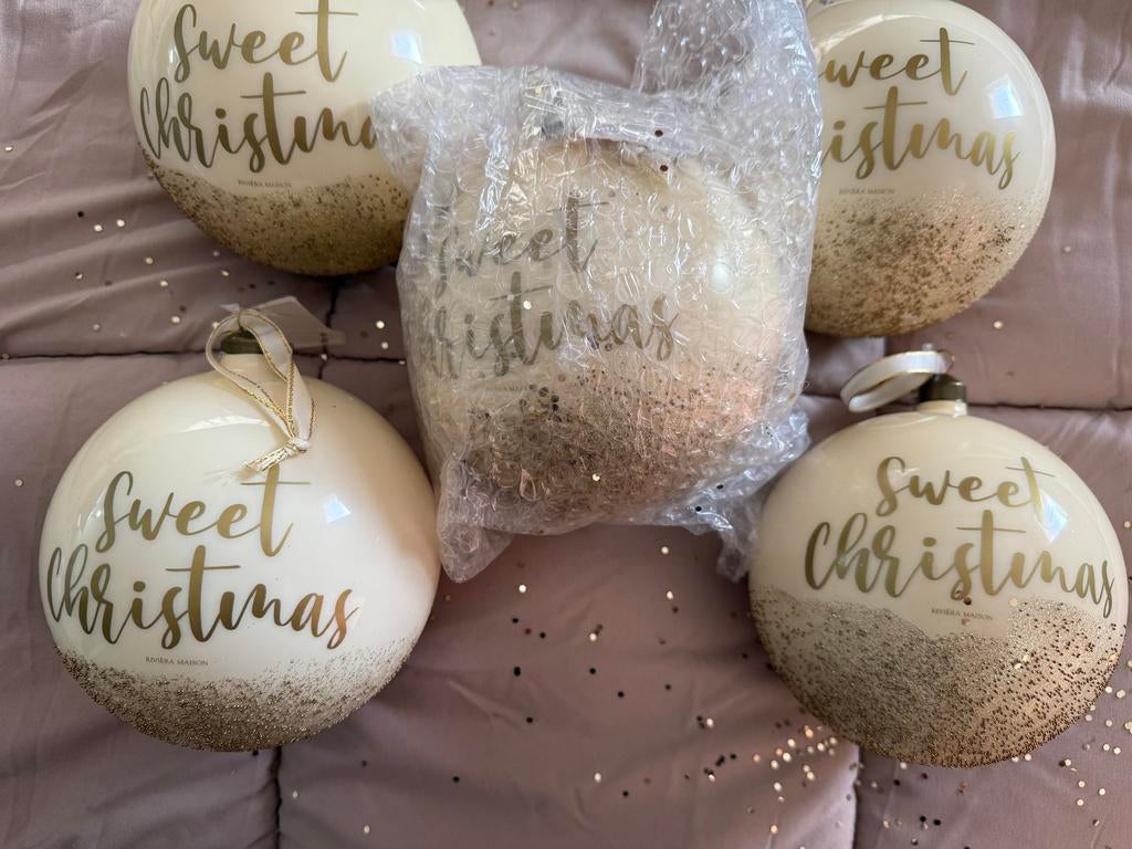 Riviera Maison 5 grote kerstballen diameter 15 cm, Diversen, Kerst, Ophalen, Nieuw