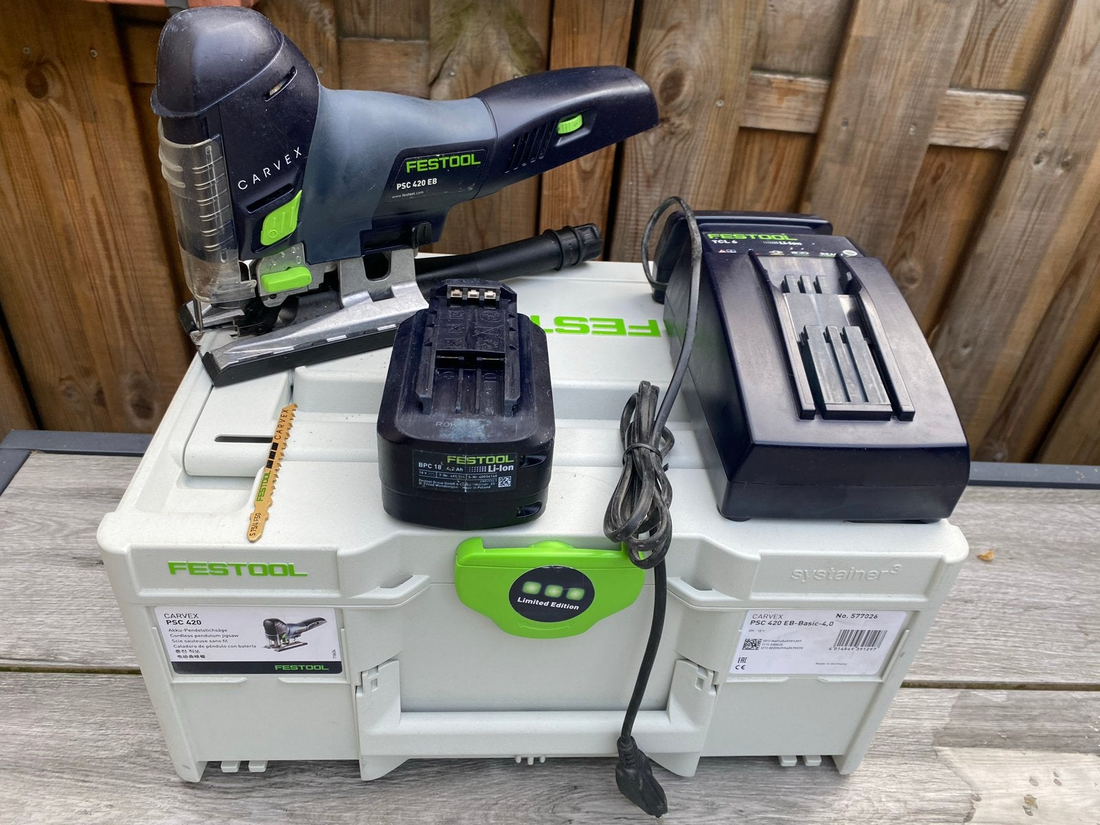 Festool PSC 420 EB (2023) met accu, lader en systainer (Top), Ophalen of Verzenden, Zo goed als nieuw, Minder dan 600 watt, Decoupeerzaag