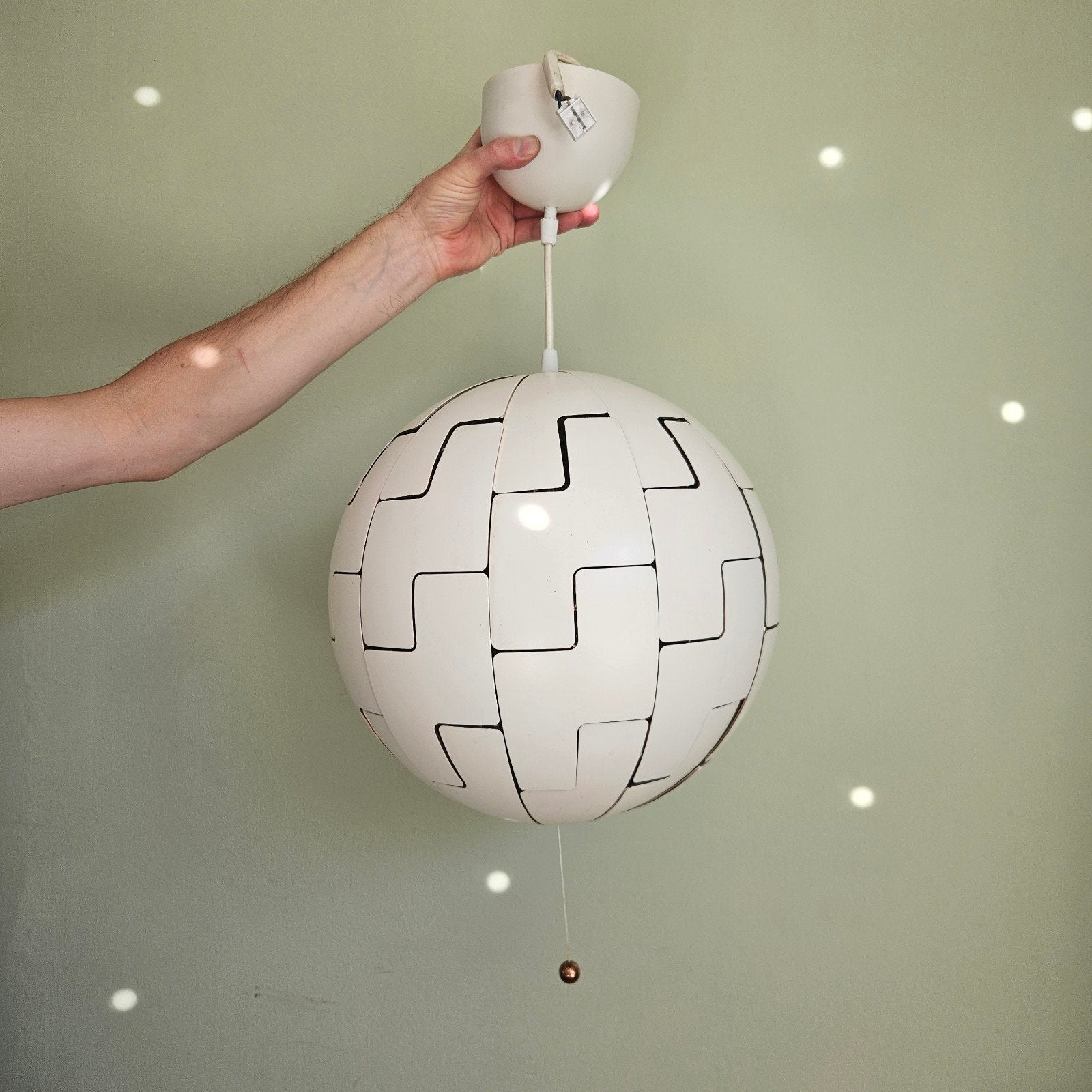 IKEA PS 2014 Hanglamp - 52 cm - Wit/Koper - Bolvormig, Kunststof, Modern, Scandinavisch, Design, Zo goed als nieuw, E27 (groot)