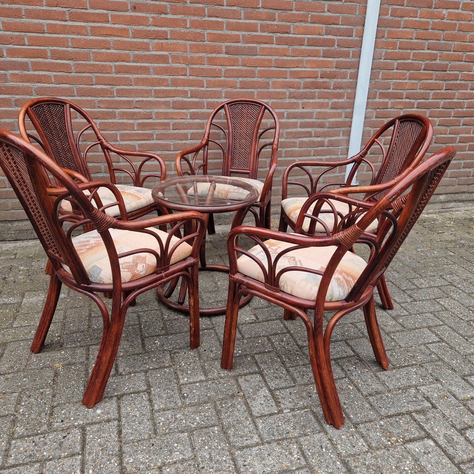 Rotan manou set met 5 stoelen en tafel, Ophalen