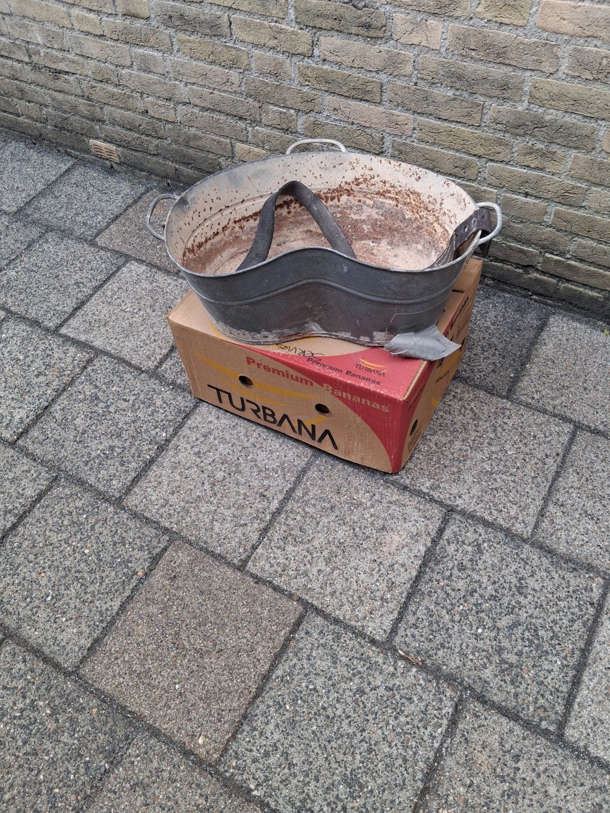 vintage zinken zaaibak, Ophalen, Gebruikt, Zink