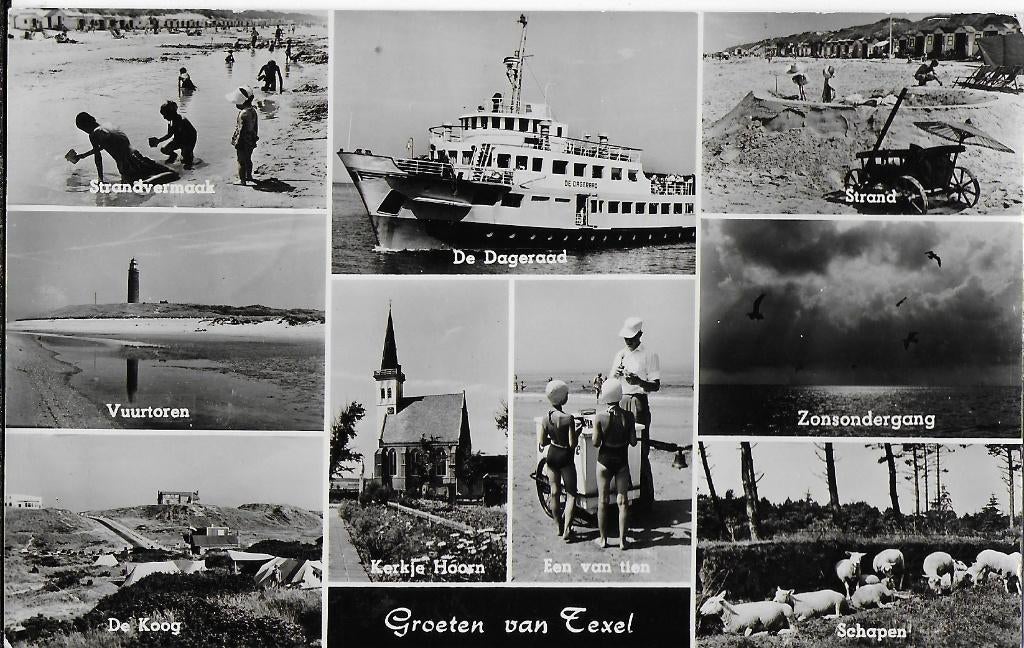 Q1081 Gelopen oude ansichtkaart groeten van Texel, Ophalen of Verzenden, 1960 tot 1980, Gelopen, Waddeneilanden