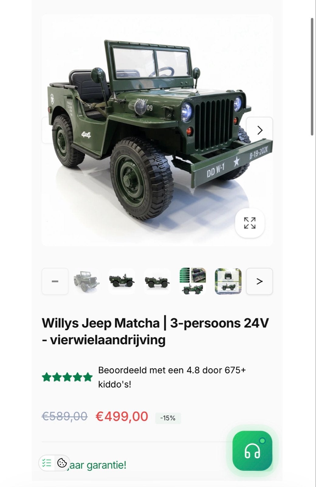 Willys Jeep Matcha 3-persoons vierwielaandrijving, Ophalen of Verzenden, Gebruikt, Afstandsbediening