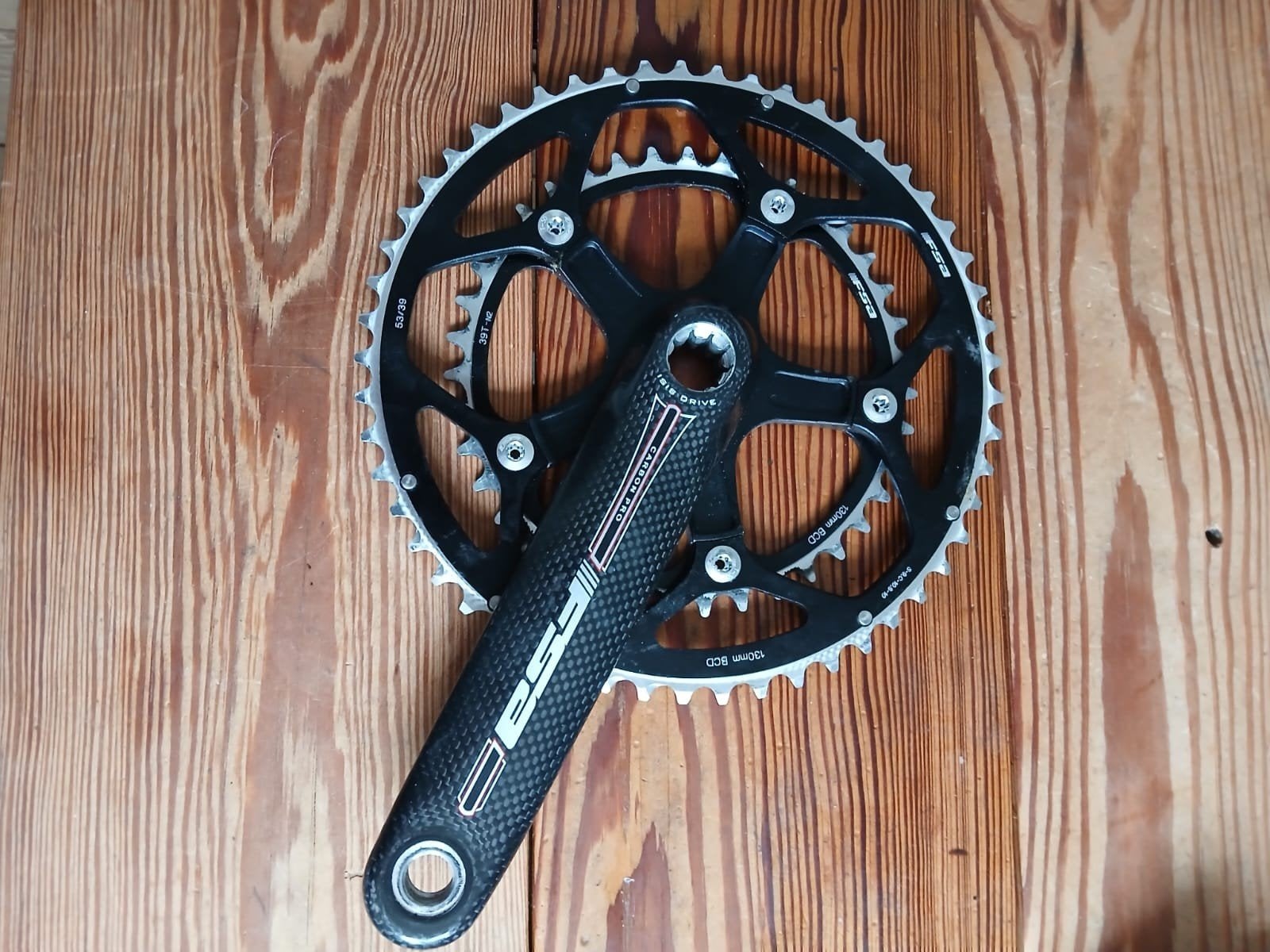Carbon Crankset FSA 53/39t incl trapas ZGAN., FSA Carbon crankset, Racefiets, Carbon, Ophalen