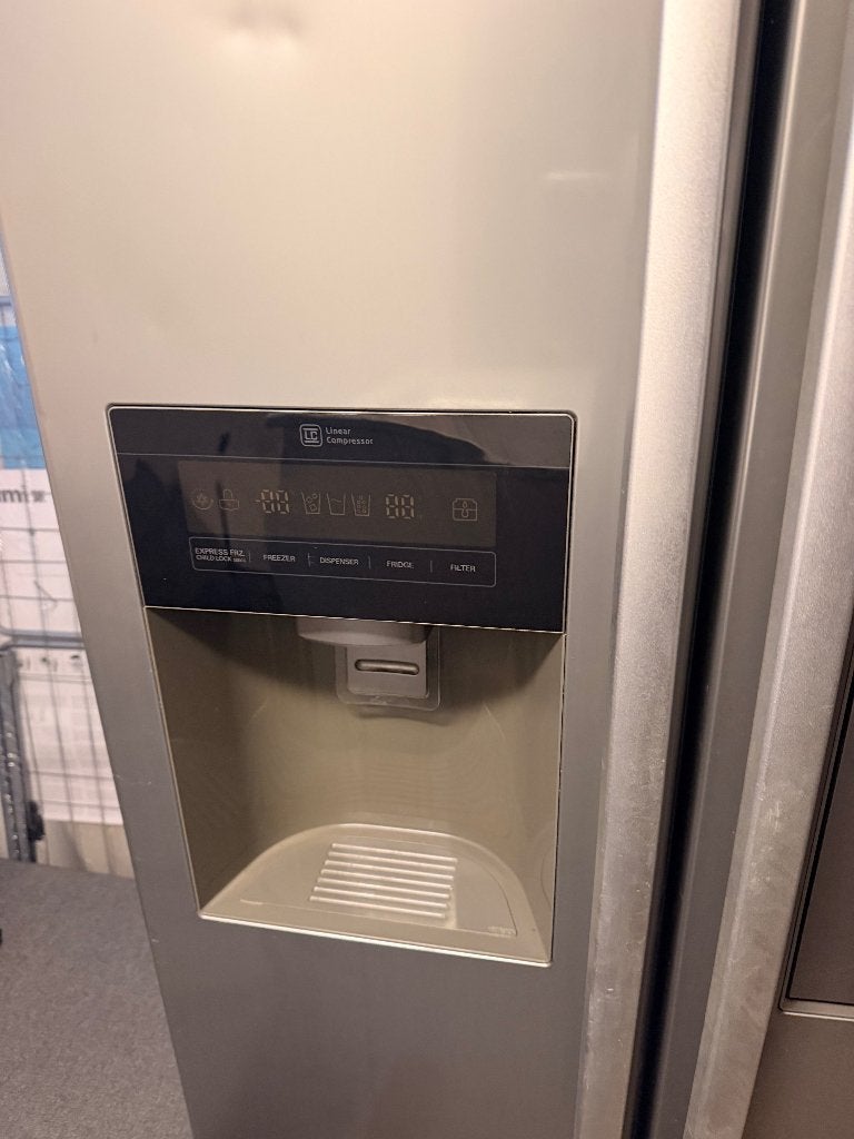 LG Amerikaanse koelkast GS3159PVAV, Ophalen, 200 liter of meer, 60 cm of meer, Met aparte vriezer