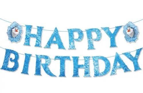 Blauwe FROZEN Happy Birthday slinger, NIEUW! VERJAARDAG!, Verzenden, Nieuw, Versiering, Verjaardag