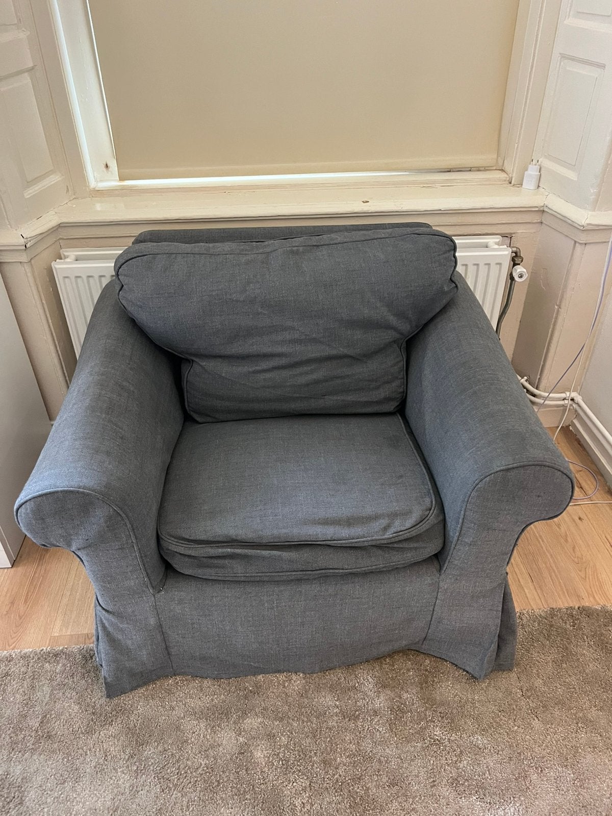 Fauteuil Ektorp Ikea grijs/antraciet, Huis en Inrichting, Ophalen, Gebruikt, Klassiek, 75 tot 100 cm