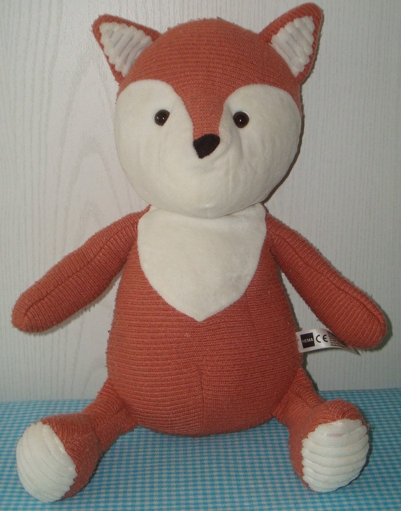 HEMA knuffel VOS bruin/ creme 32 cm gebreid oranjebruin, Kinderen en Baby's, Hema, Ophalen of Verzenden, Zo goed als nieuw, Middelgroot (20 tot 80 cm)