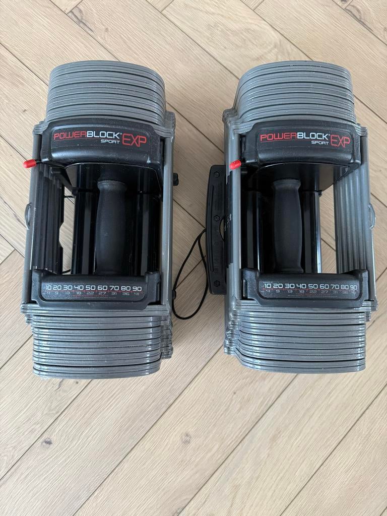 Verstelbare PowerBlock Sport EXP (2x32kg), Ophalen, Zo goed als nieuw, Armen, Dumbbell