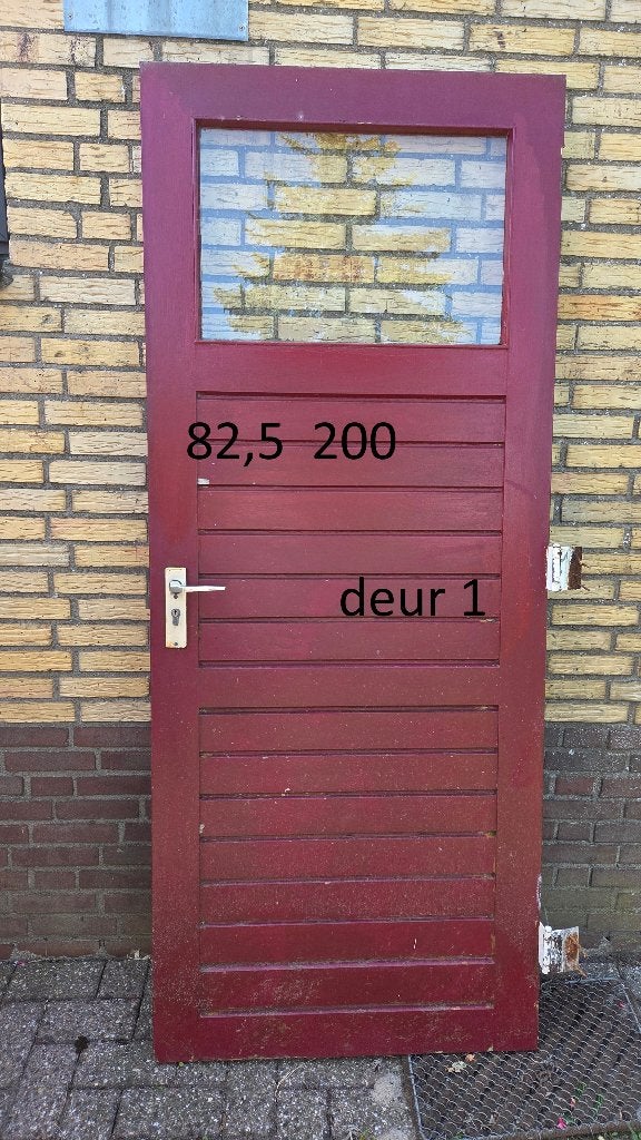 Hardhouten deuren met ruiten, Ophalen, Gebruikt, 80 tot 100 cm, Buitendeur