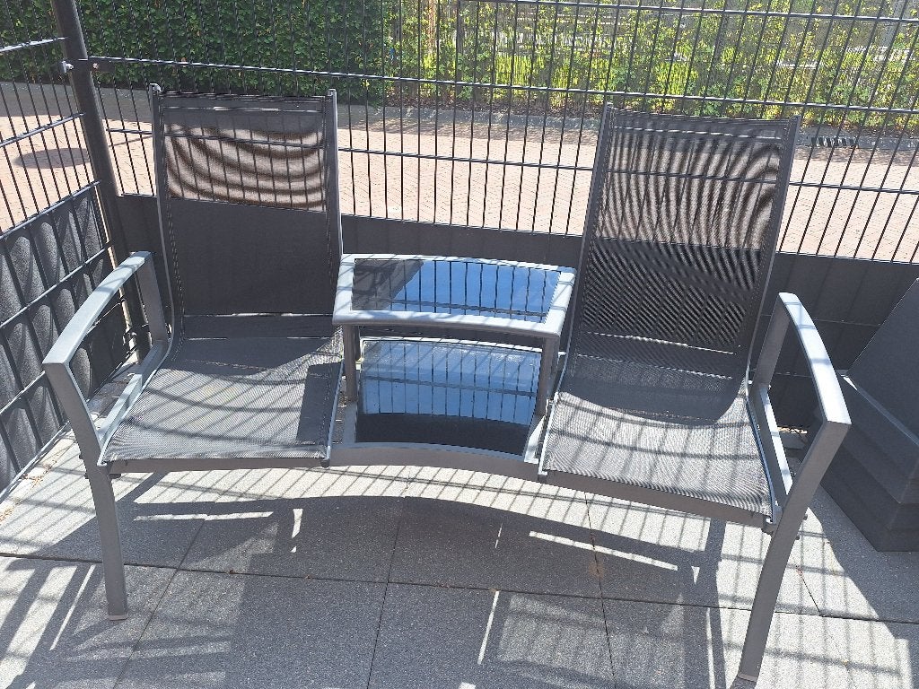 Intratuin tête-a-tête Dalian antraciet Tuinbank, Tuin en Terras, Tuinbanken, Ophalen, Zo goed als nieuw, Aluminium