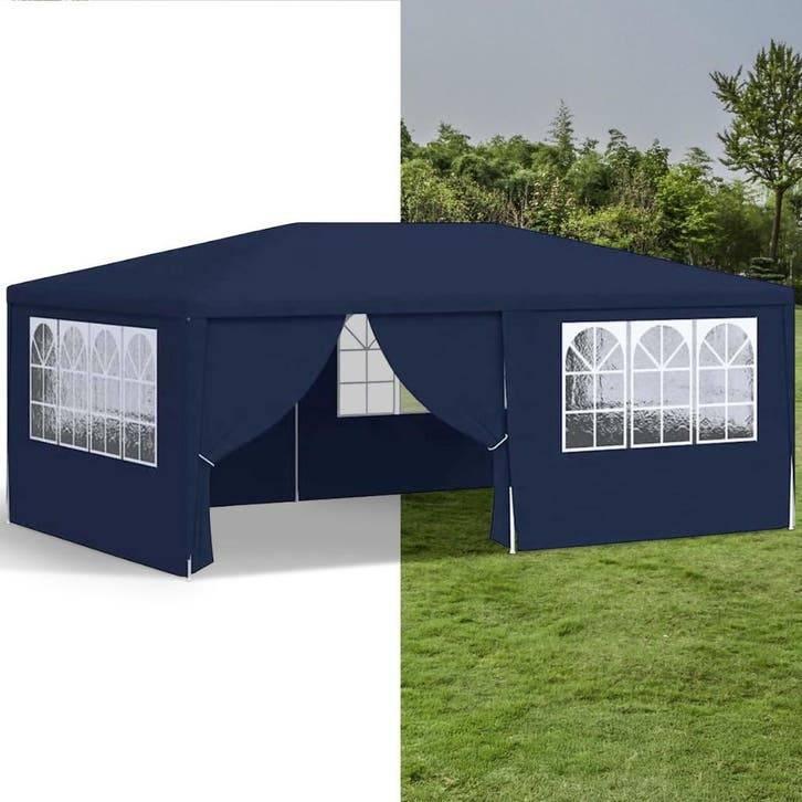 Partytent, Paviljoen, 4x6, opvouwbaar, Met Zijwanden, Blauw, Opvouwbaar, Partytent, Nieuw, 4 tot 6 meter