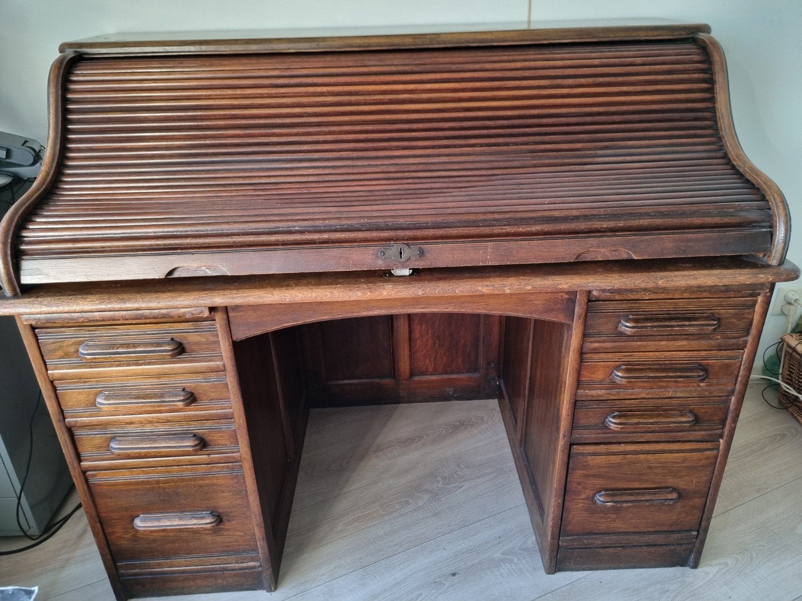 Secretaire met rolluik, eiken, Ophalen of Verzenden