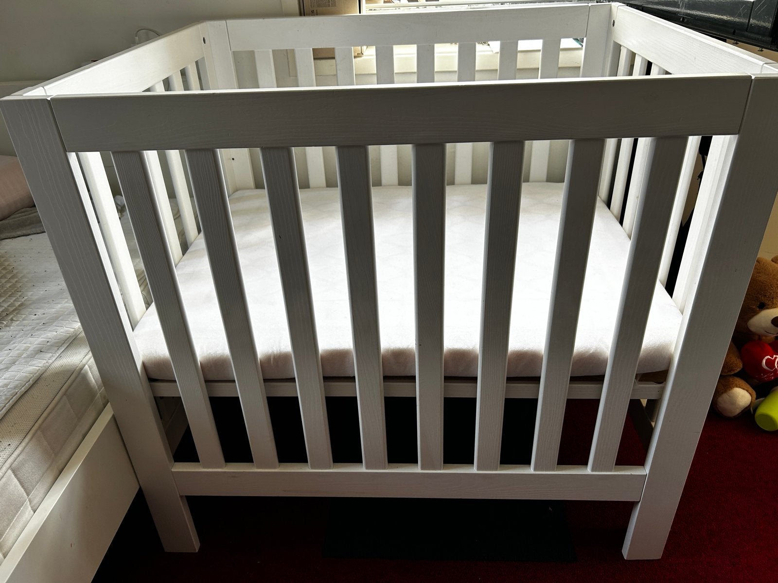 Witte baby box met matras - 98x80 cm, Ophalen, Gebruikt, Rechthoekig