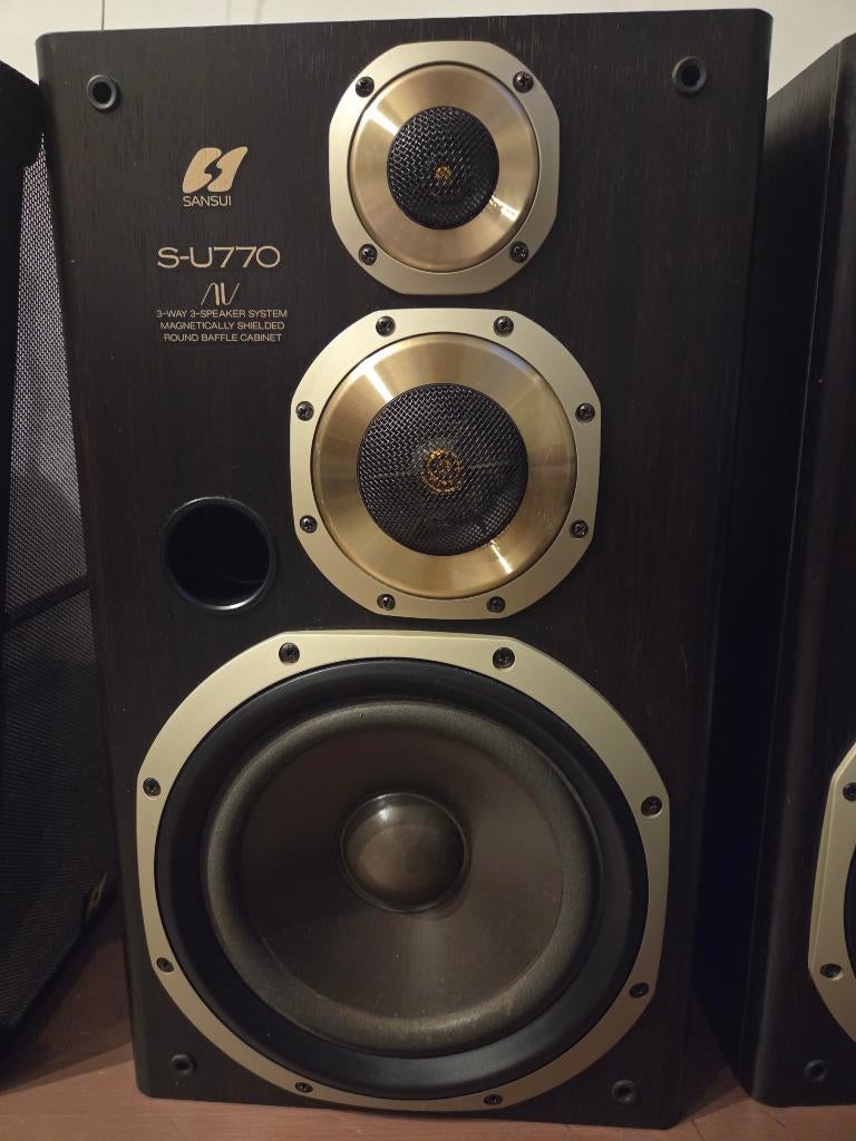 Sansui S-U770 3 weg speaker vintage ( super mooi ), Audio, Tv en Foto, Luidsprekers, Zo goed als nieuw, 60 tot 120 watt, Front, Rear of Stereo speakers