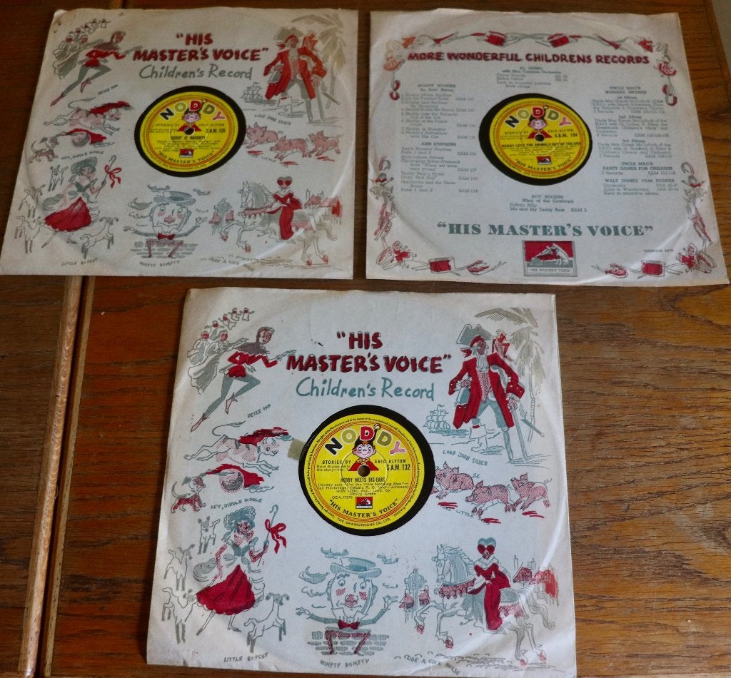 Drie shellac lp's Noddy - Enid Blyton uit 1953! Zeldzaam!, Ophalen of Verzenden, Audio en Video