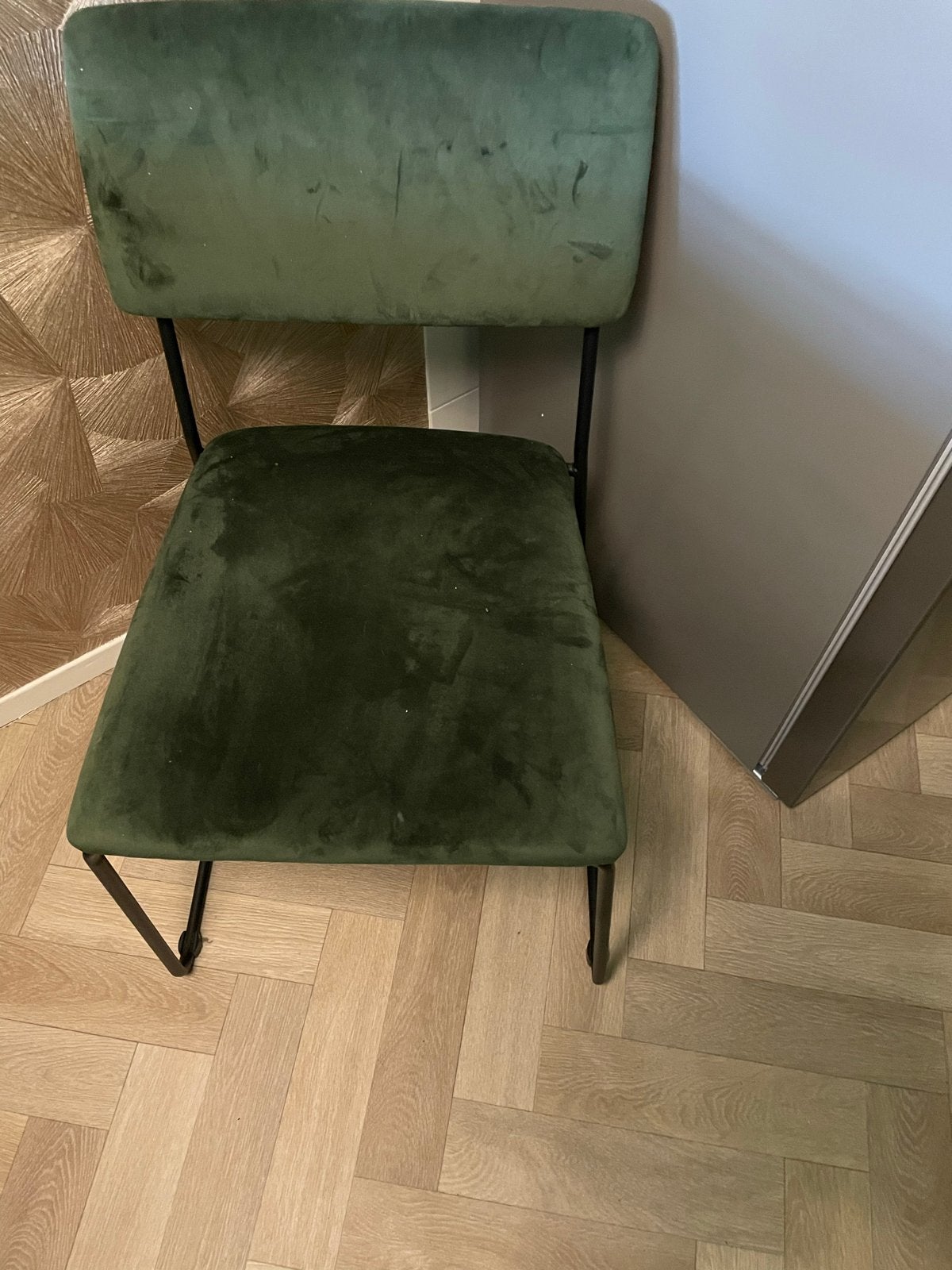 Groene fluwelen stoel - Zo goed als nieuw, Ophalen, Overige kleuren, Zo goed als nieuw, Metaal