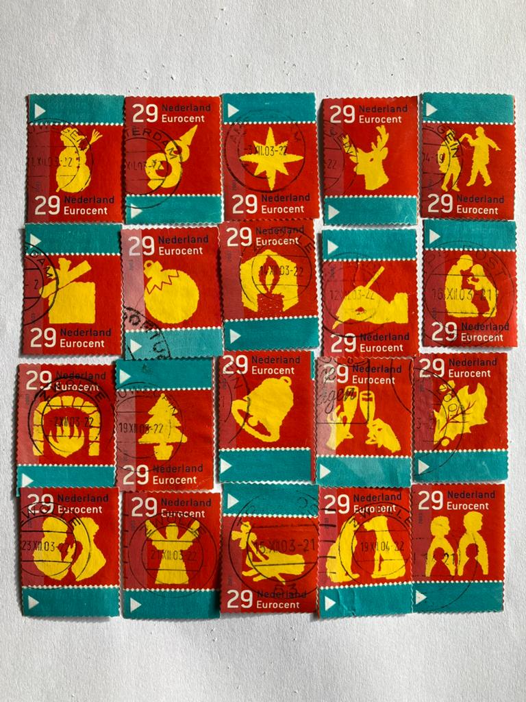 Decemberzegels 2003 complete serie 20 stuks gestempeld, Ophalen of Verzenden, Na 1940, Gestempeld