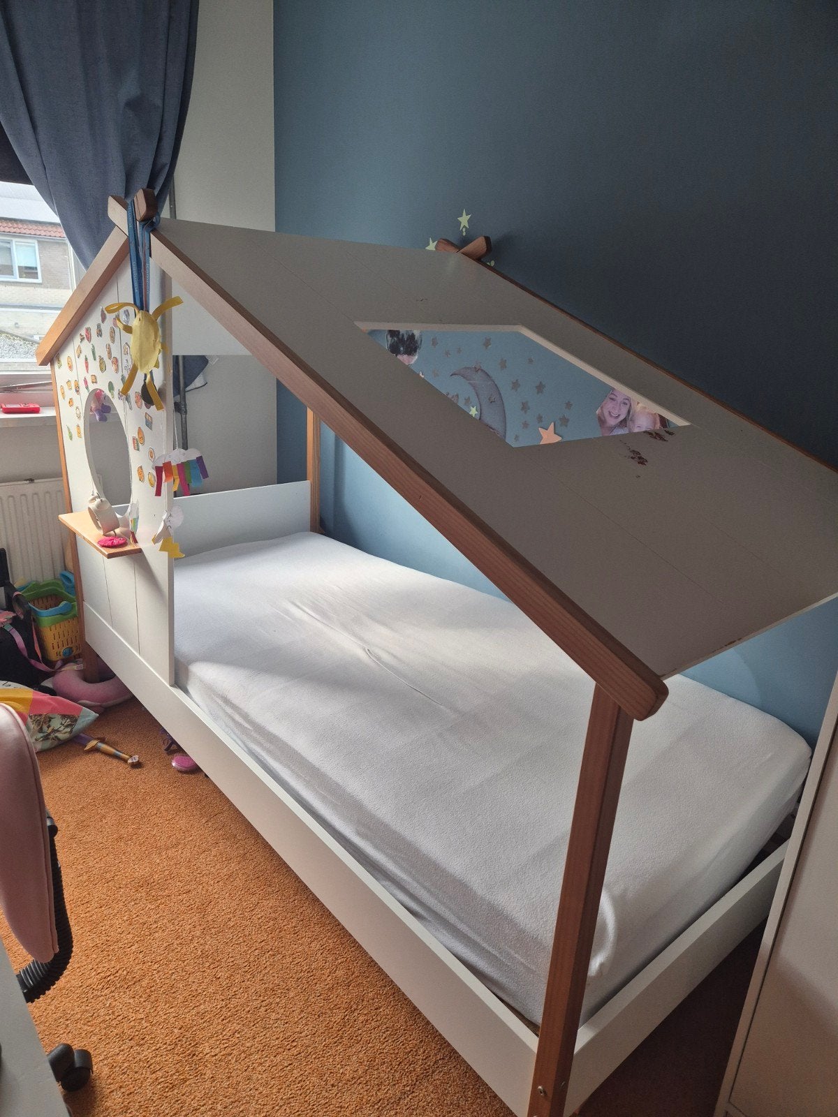 Mooi kinderbed huisje - 212x94 cm - Zonder matras, Ophalen, Gebruikt, Eenpersoons, 210 cm