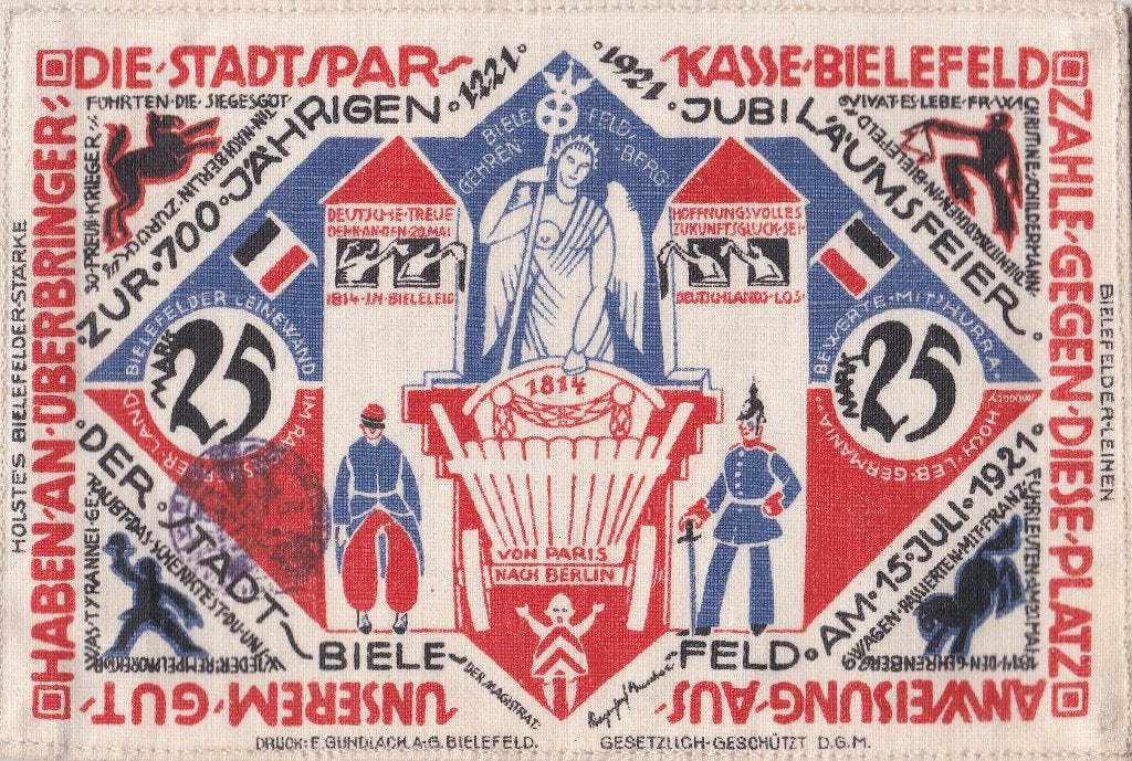 Bielefeld noodgeld (5x); o.a. 1921 en 1922, Verzamelen, Ophalen of Verzenden, Gebruikt