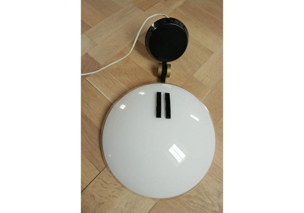 Bruno Gecchelin Design Wandlamp voor Oluce – Jaren 80, Gebruikt, Ophalen of Verzenden, Wit, Glas