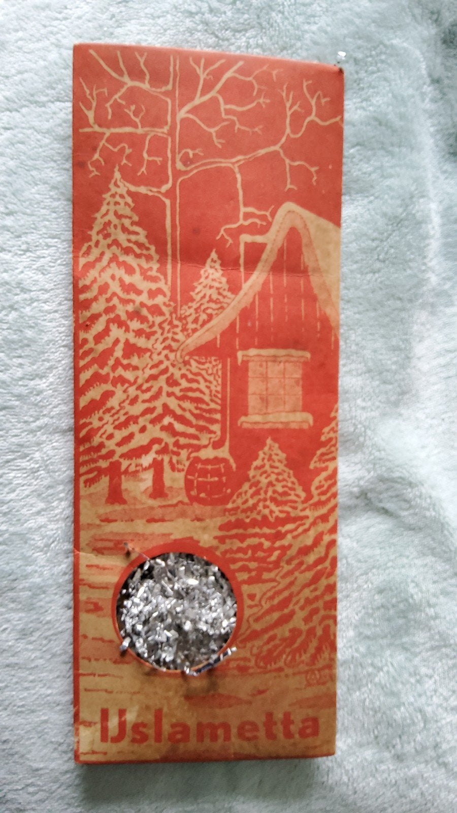 Antiek Kerstdecoratie pakje ijslametta originele verpakking., Ophalen of Verzenden