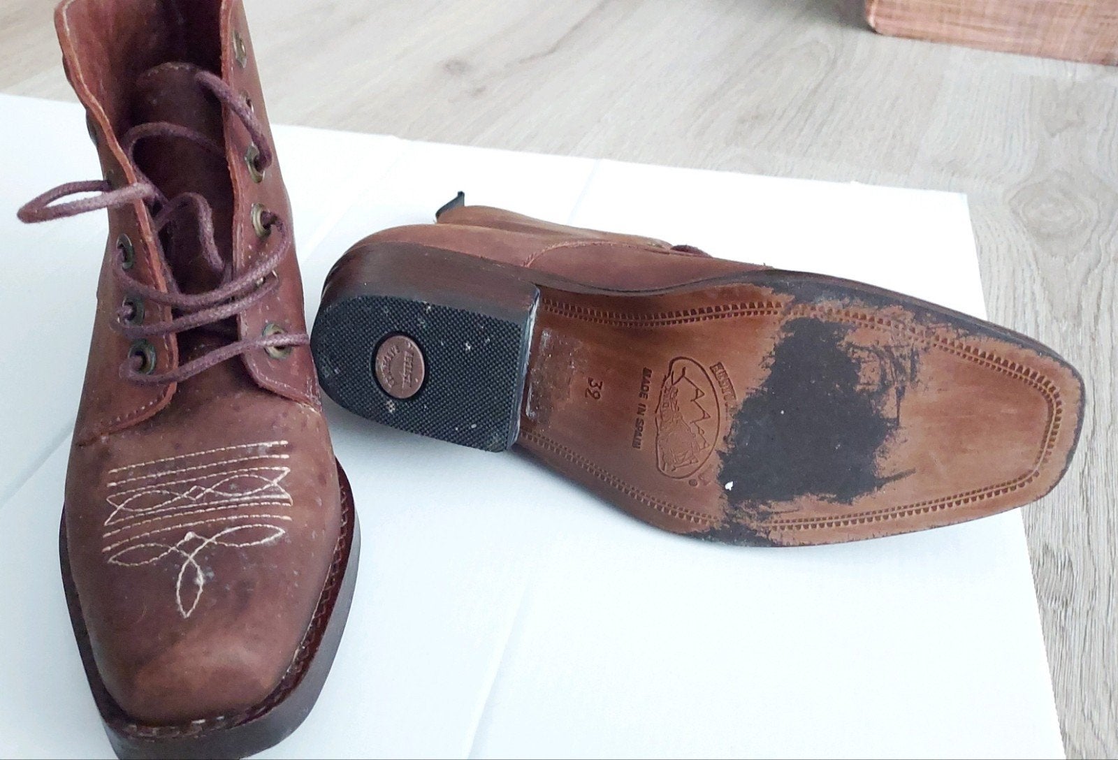 Bruine Kentucky?s Western enkel-laars stompe neus mt. 39, Ophalen, Bruin, Lage of Enkellaarzen, Zo goed als nieuw