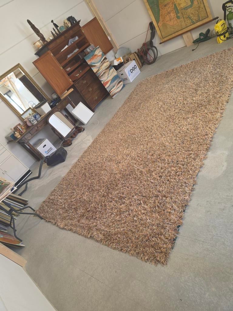 Kinast Vloerkleed - Linnen, Beige/Bruin, 240x400 cm, Ophalen, 200 cm of meer, Zo goed als nieuw, 200 cm of meer