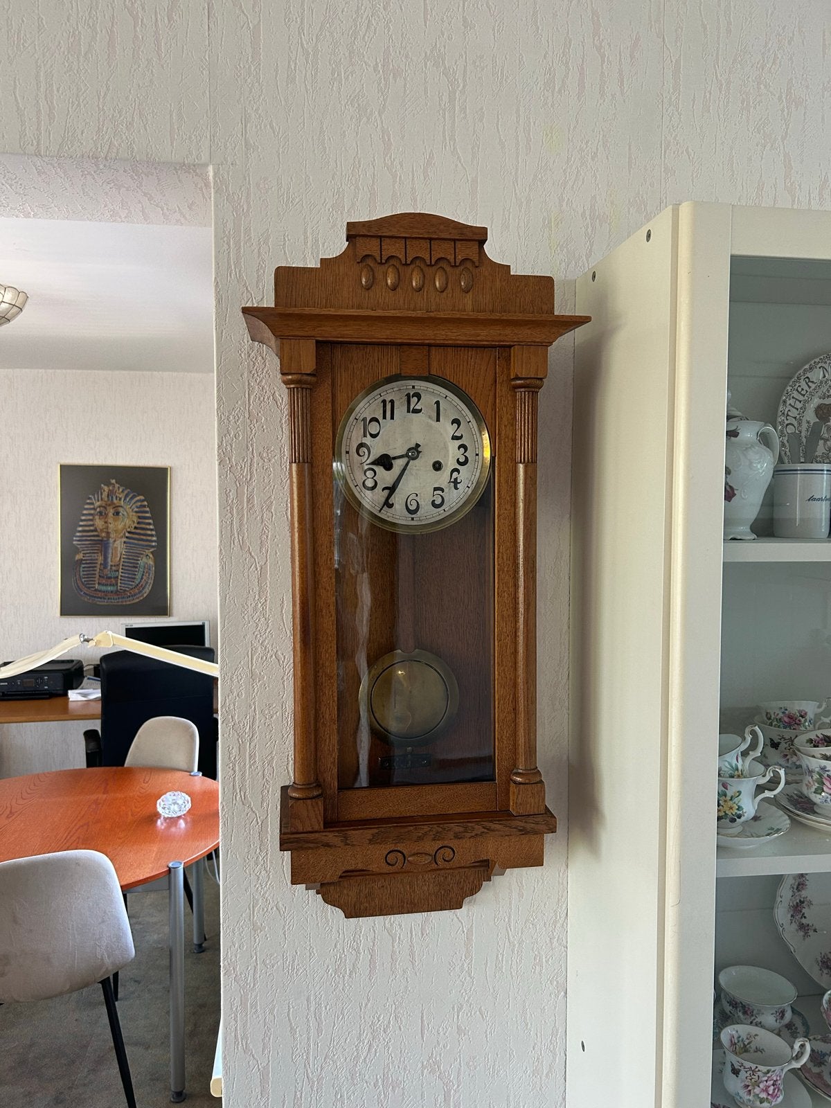 Antieke Eiken Wandklok met Slinger, Antiek en Kunst, Ophalen