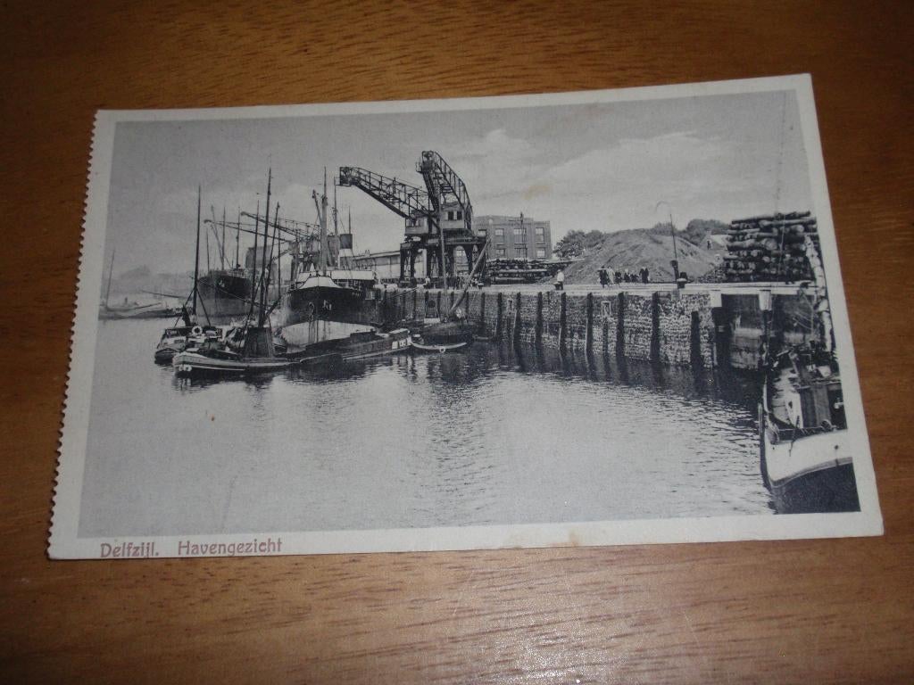 Delfzijl Havengezicht Haven Kraan, Verzenden, 1920 tot 1940, Gelopen, Groningen