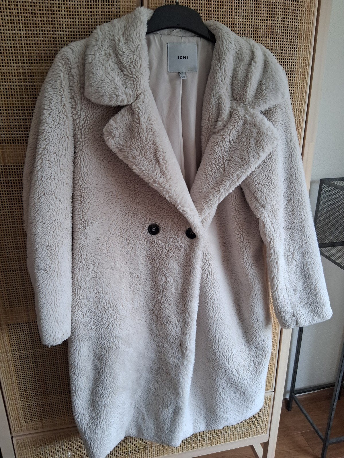 Jas Ichi teddy coat maat 40, Maat 38/40 (M), Beige, Ophalen of Verzenden, Zo goed als nieuw