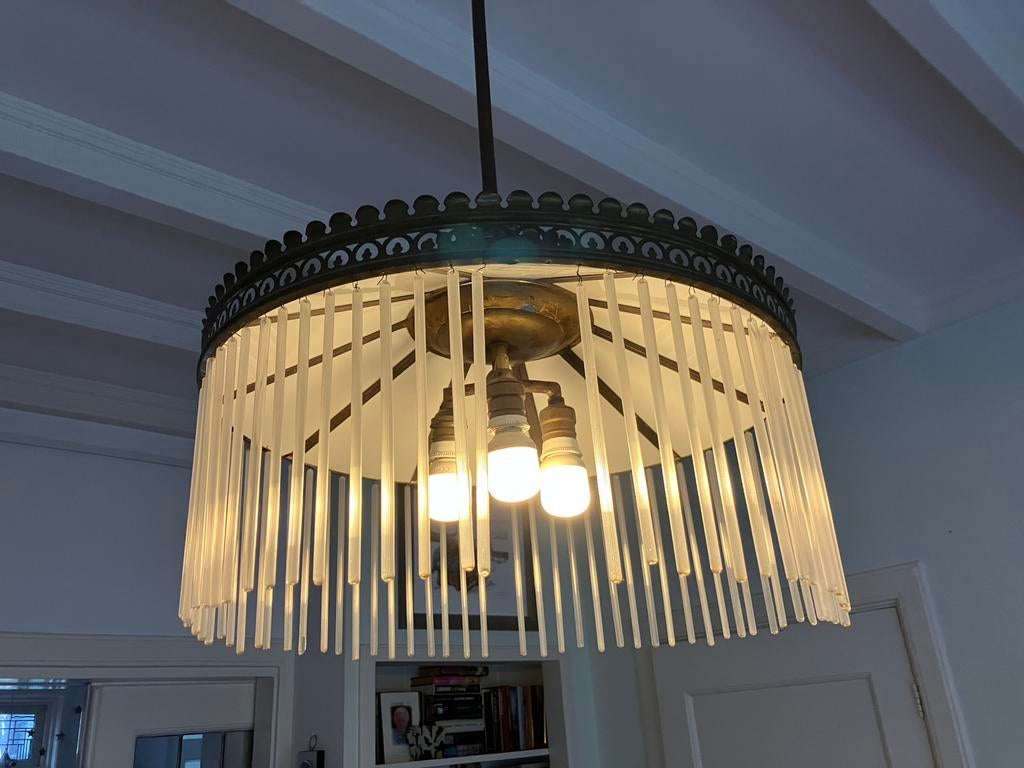 Jaren ‘20 hanglamp, Ophalen, Gebruikt, Glas