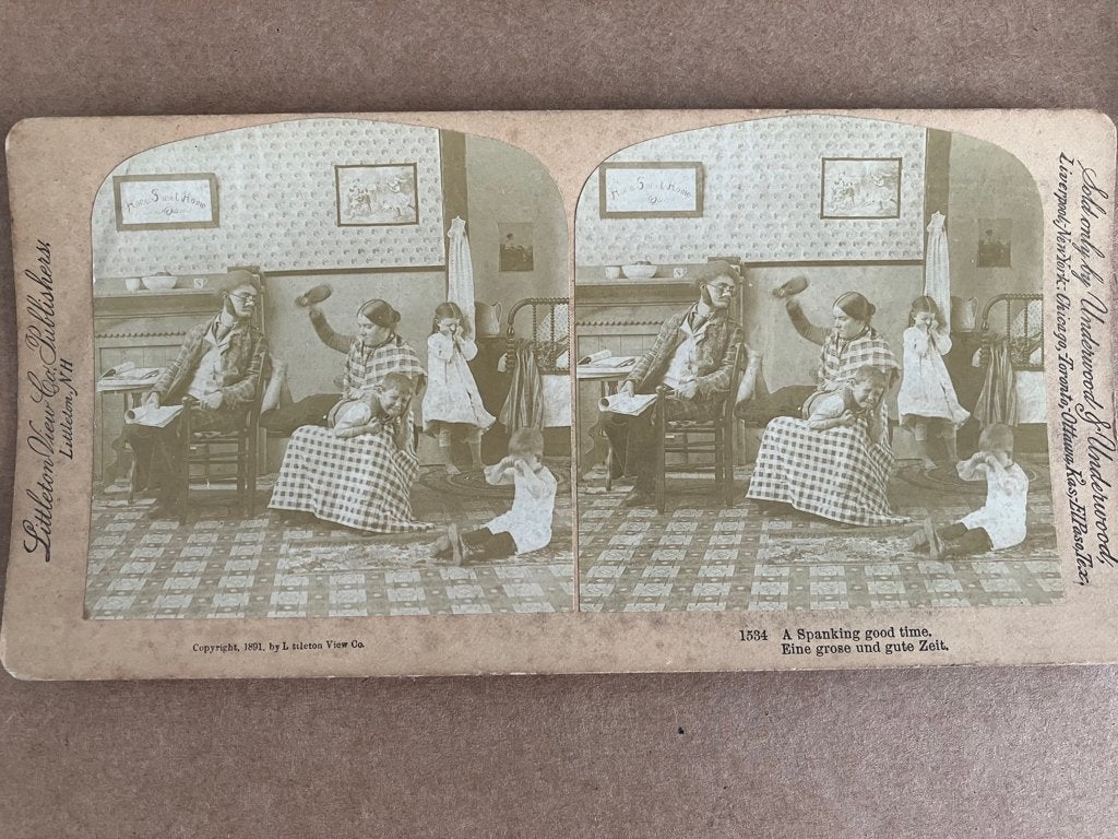 Foto Stereokaart "A spanking good time" uit 1891, Gebruikt, Verzenden, Foto, Voor 1940