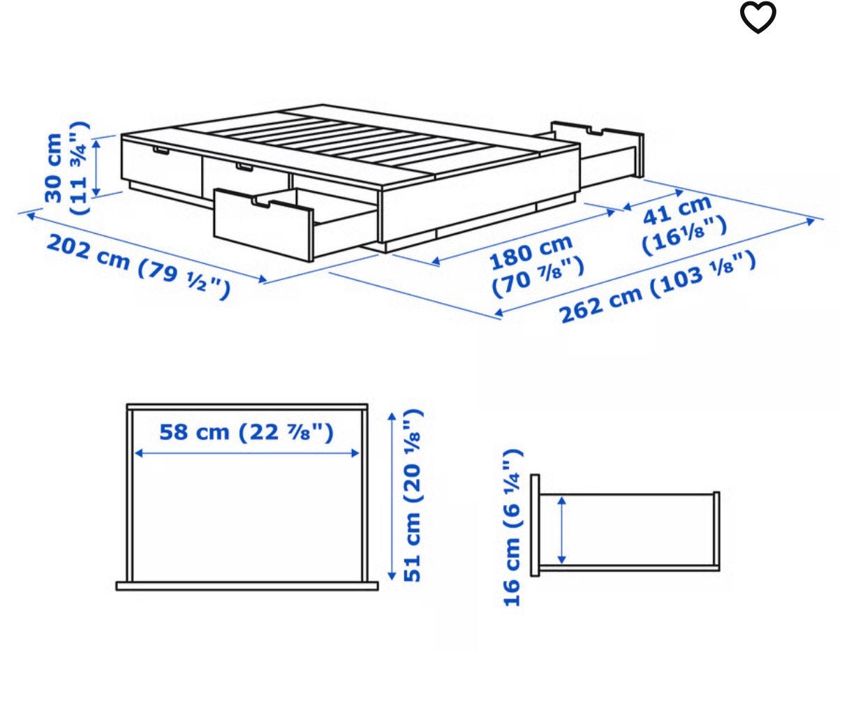 Ikea NORDLI Bed + Matras, Ophalen, Wit, Tweepersoons, Zo goed als nieuw