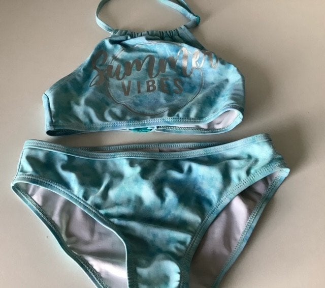 Blauwe Bikini - Maat 128, Ophalen of Verzenden, Zo goed als nieuw, Meisje, Sport- of Zwemkleding
