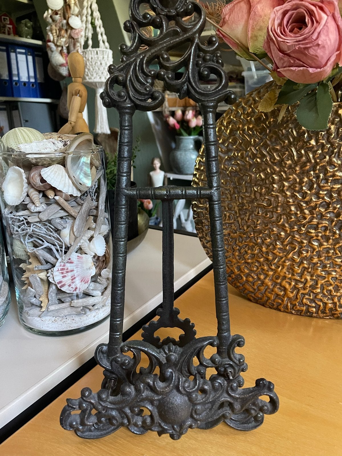Gietijzeren standaard voor schilderij, fotolijst of bord, Ophalen of Verzenden, Klassiek, Metaal, Gebruikt