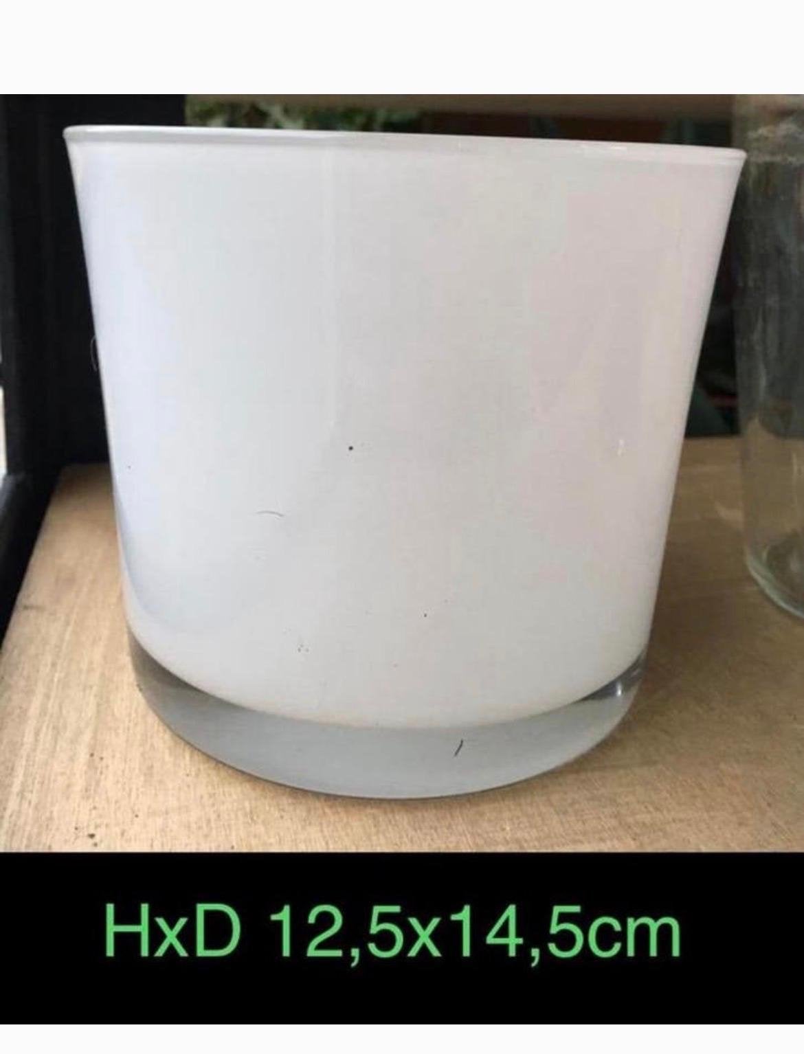 Mooie witte glazen vaas bloempot HxD 12,5x14,5cm, Ophalen, Wit, Minder dan 50 cm, Glas