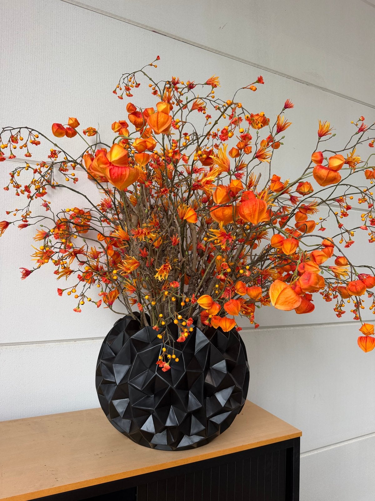 Herfstarrangement in kunststof pot - Kunst, Ophalen, Nieuw, Oranje, Kunststof