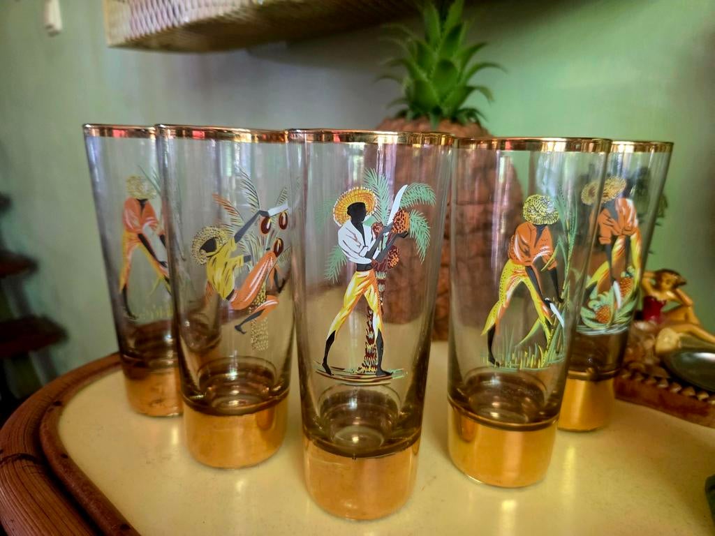Mcm highball glazen 50s vintage, Ophalen of Verzenden, Zo goed als nieuw, Overige typen